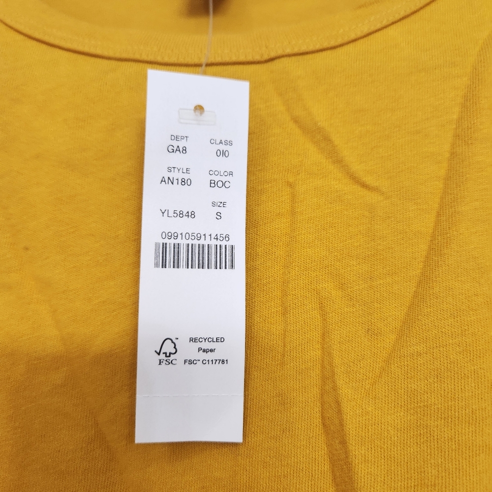 NWT J. Crew Mustard Yellow Cotton Puff Sleeve Short Sleeve Shirt - Picture 3 of 5